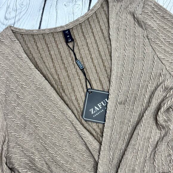 NWT ZAFUL Women's Pullover Ribbed Cropped Knitwear Ruched Size Small - Picture 3 of 5